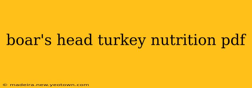 boar's head turkey nutrition pdf