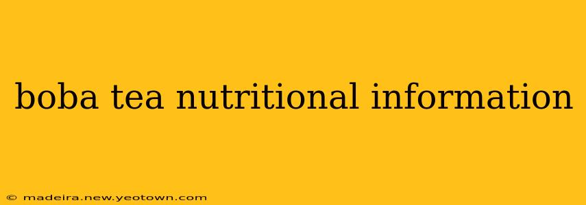boba tea nutritional information
