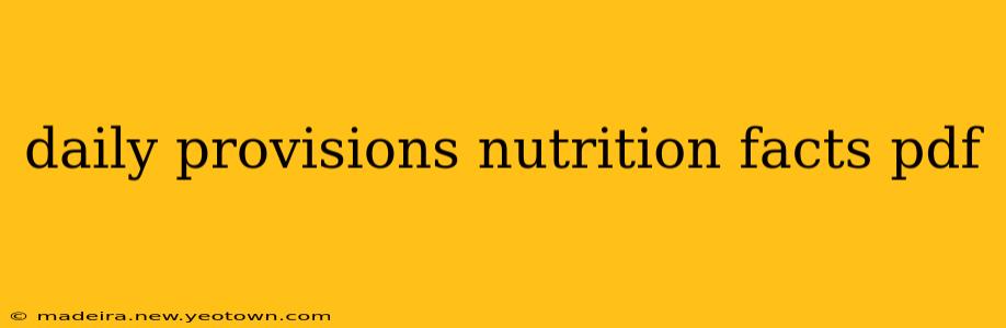 daily provisions nutrition facts pdf