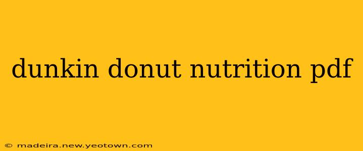 dunkin donut nutrition pdf