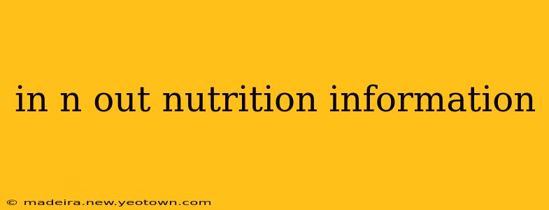 in n out nutrition information