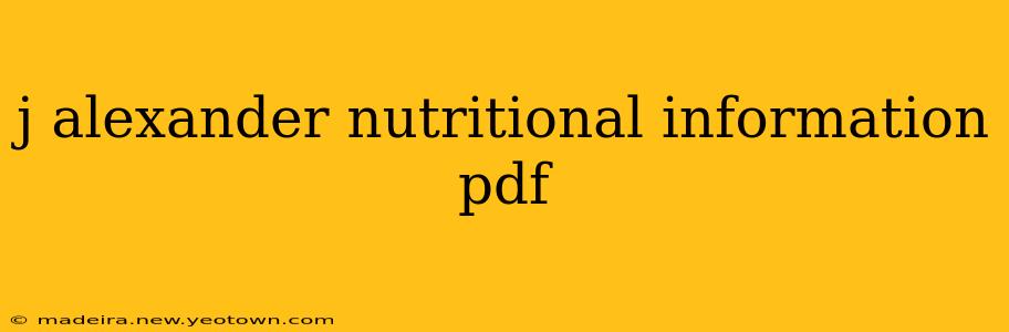 j alexander nutritional information pdf