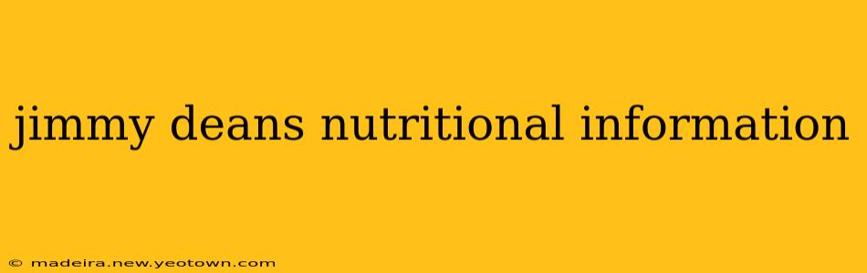 jimmy deans nutritional information