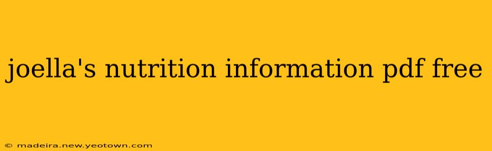 joella's nutrition information pdf free
