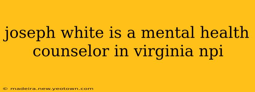 joseph white is a mental health counselor in virginia npi