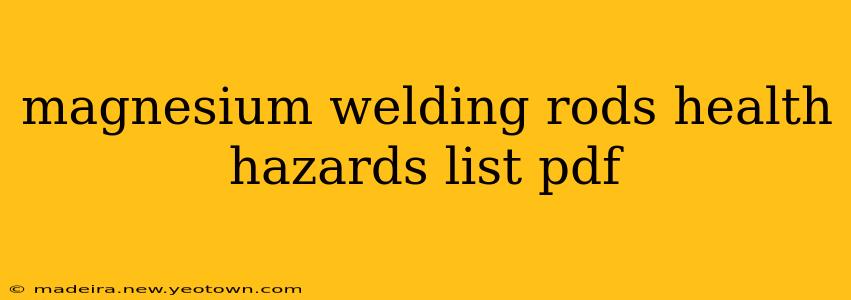 magnesium welding rods health hazards list pdf