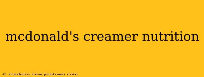 mcdonald's creamer nutrition