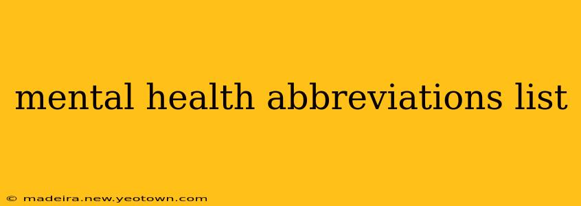 mental health abbreviations list