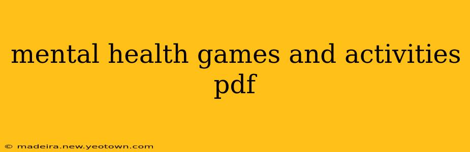 mental health games and activities pdf
