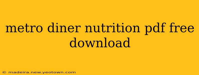 metro diner nutrition pdf free download