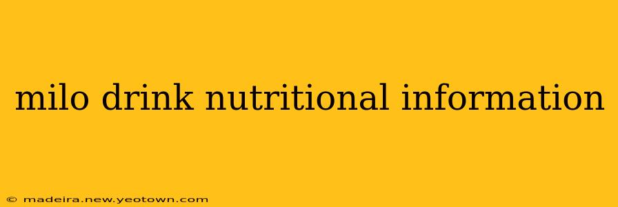 milo drink nutritional information