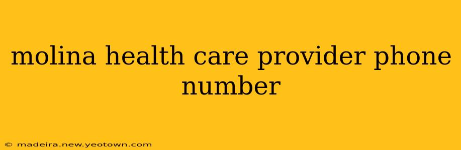 molina health care provider phone number