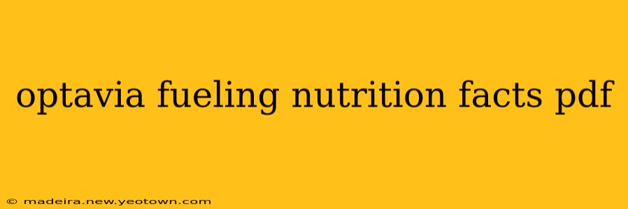 optavia fueling nutrition facts pdf