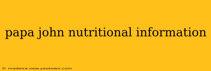 papa john nutritional information