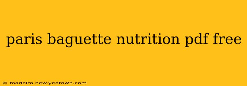 paris baguette nutrition pdf free