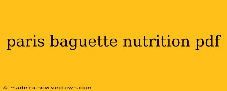 paris baguette nutrition pdf