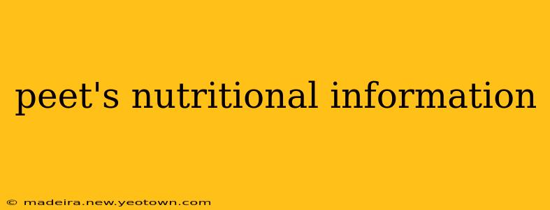 peet's nutritional information