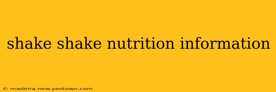 shake shake nutrition information