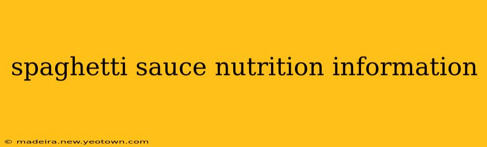 spaghetti sauce nutrition information
