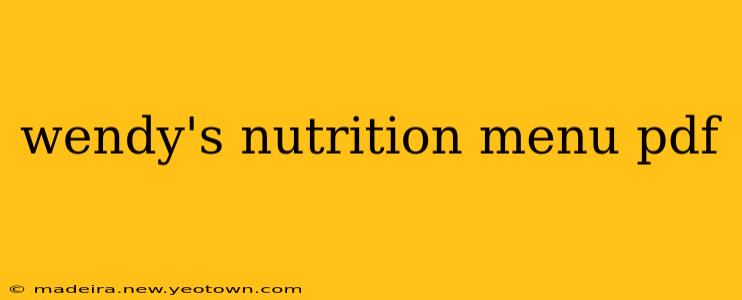 wendy's nutrition menu pdf