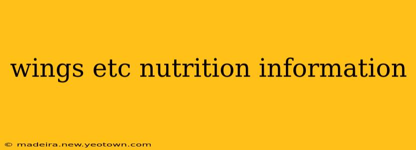 wings etc nutrition information